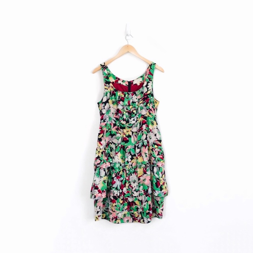 Anthropologie floral ruffled dress